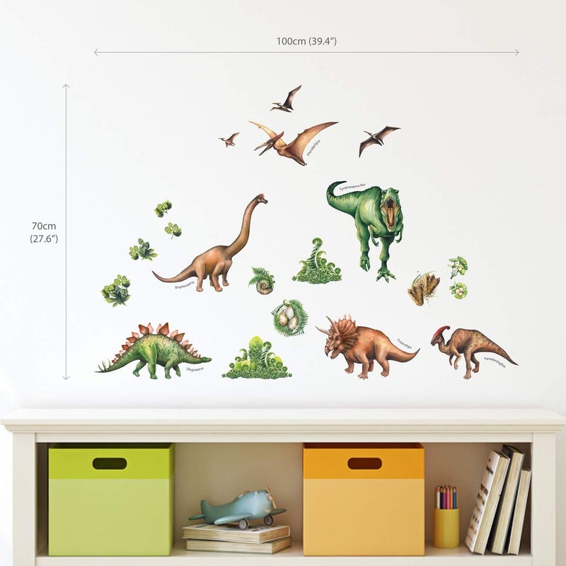 DECOWALL DS-8034 Watercolour Dinosaur Kids Wall Stickers Wall Decals Peel and Stick Removable Wall Stickers for Kids Nursery Bedroom Living Room (Small) d?cor - Image 3
